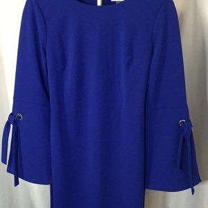 Calvin Klein Royal Blue Bell Sleeve Dress Sz 12